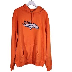 NWT Men's Clor Denver Bronco Fleece Lined Orange Sweatshirt Hoodie 2XL